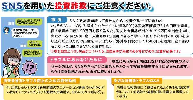 SNSを用いた投資詐欺にご注意ください。