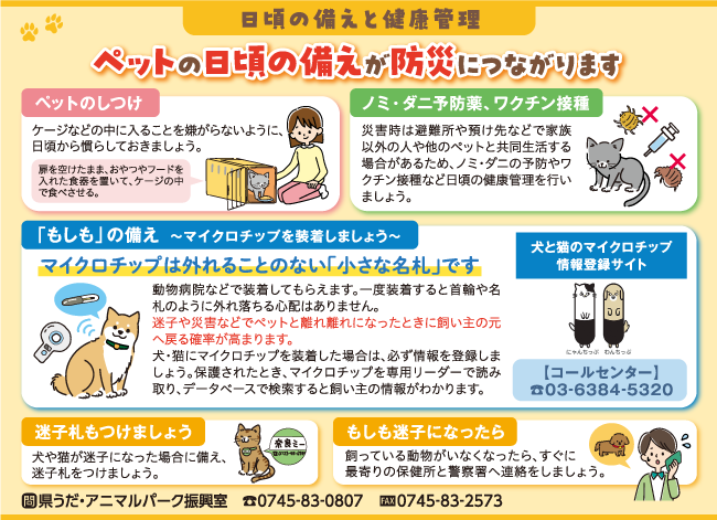 日頃の備えと健康管理　ペットの日頃の備えが防災につながります