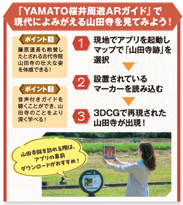 「YAMATO桜井周遊ARガイド」で現代によみがえる山田寺を見てみよう