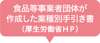 食品等事業者団体が作成した業種別手引き書（厚生労働省HP）