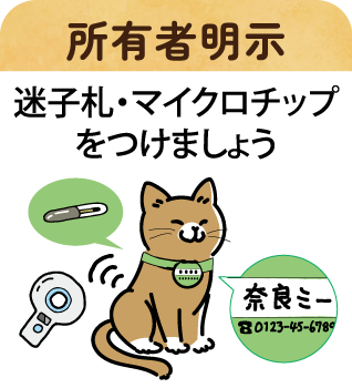 所有者明示　迷子札・マイクロチップをつけましょう