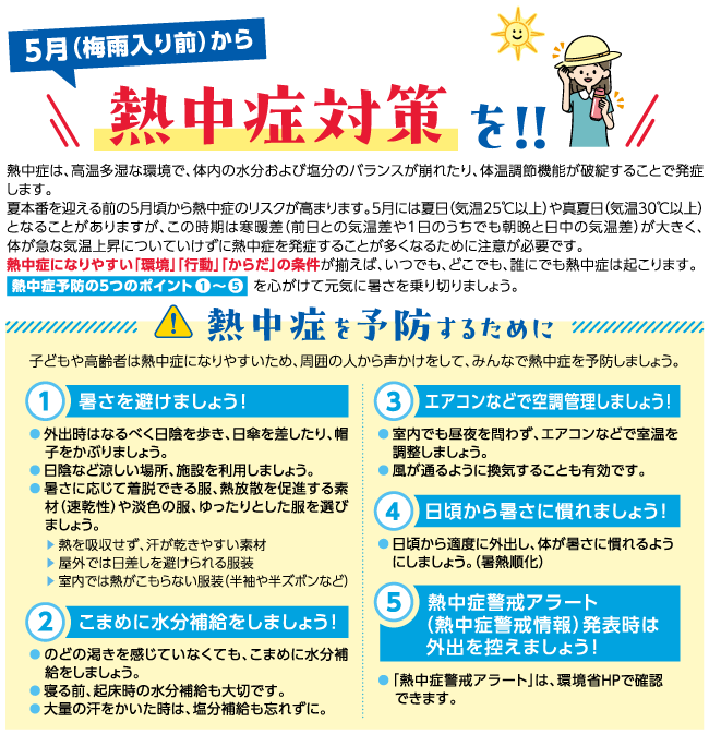 5月(梅雨入り前)から熱中症対策を!!