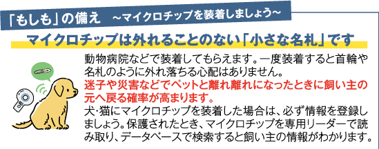 「もしも」の備え　～マイクロチップを装着しましょう～
