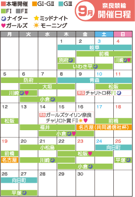奈良競輪　9月開催日程