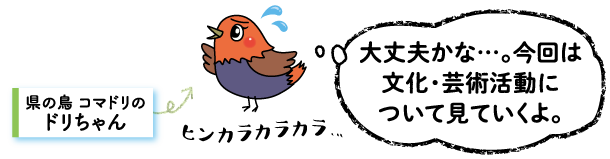 ドリちゃん「今回は文化・芸術活動について見ていくよ。」
