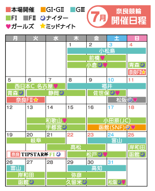 奈良競輪5月開催日程カレンダー