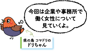 ドリちゃん「今回は企業や事務所で働く女性について見ていくよ。」