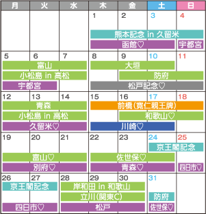 奈良競輪10月開催日程カレンダー