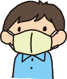 口と鼻をしっかり覆うゴムひもを耳にかける