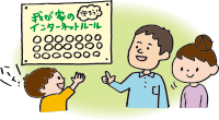 家庭のインターネットのルールイラスト