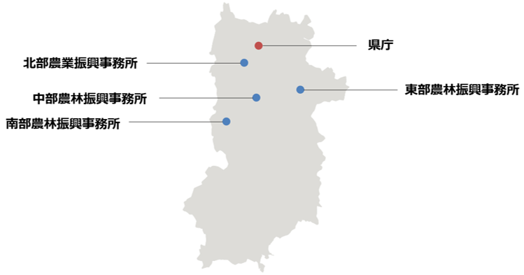 農業土木職配属先　位置図