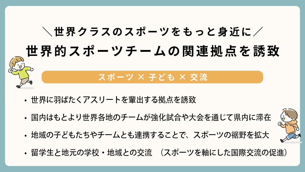 世界的スポーツチームの関連拠点を誘致
