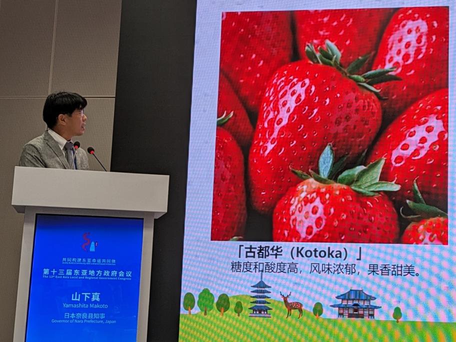 いちごを紹介する山下知事