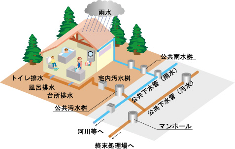 排水のしくみのイメージ図