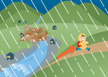 山ぎわや川沿いを避けて高台に避難しましょう