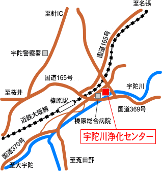 宇陀川浄化センター周辺地図