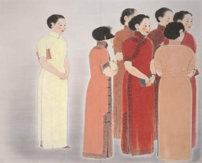 前田青邨「観画」画像