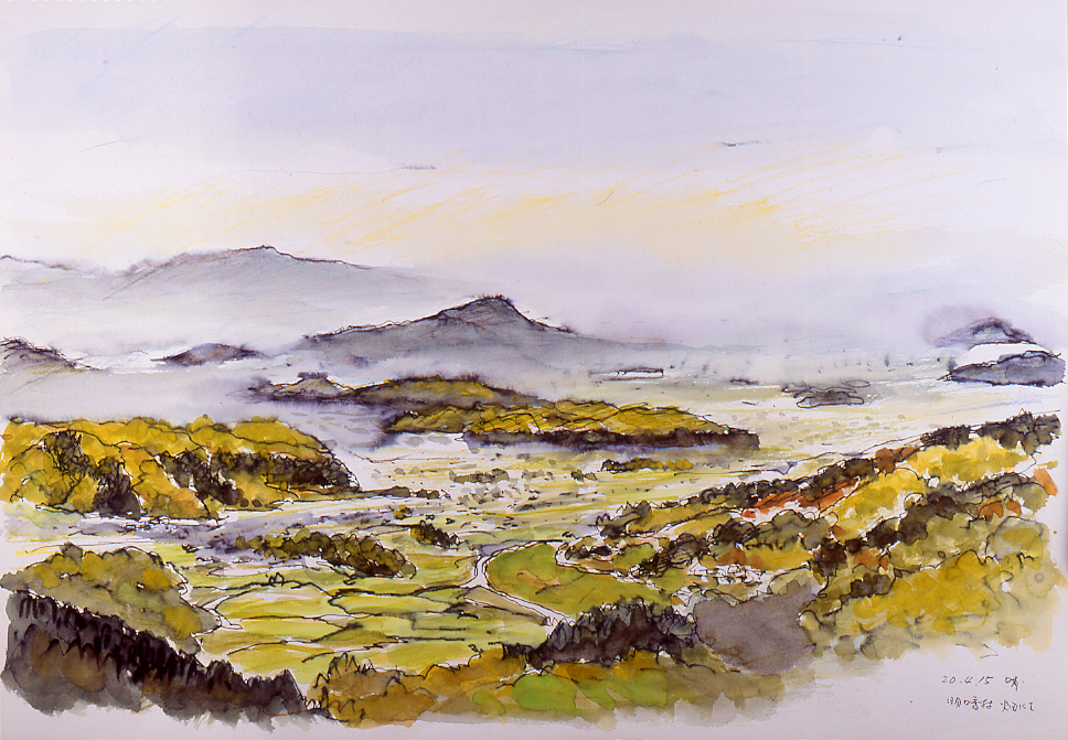 福本達雄《写生　明日香村　畑にて》画像