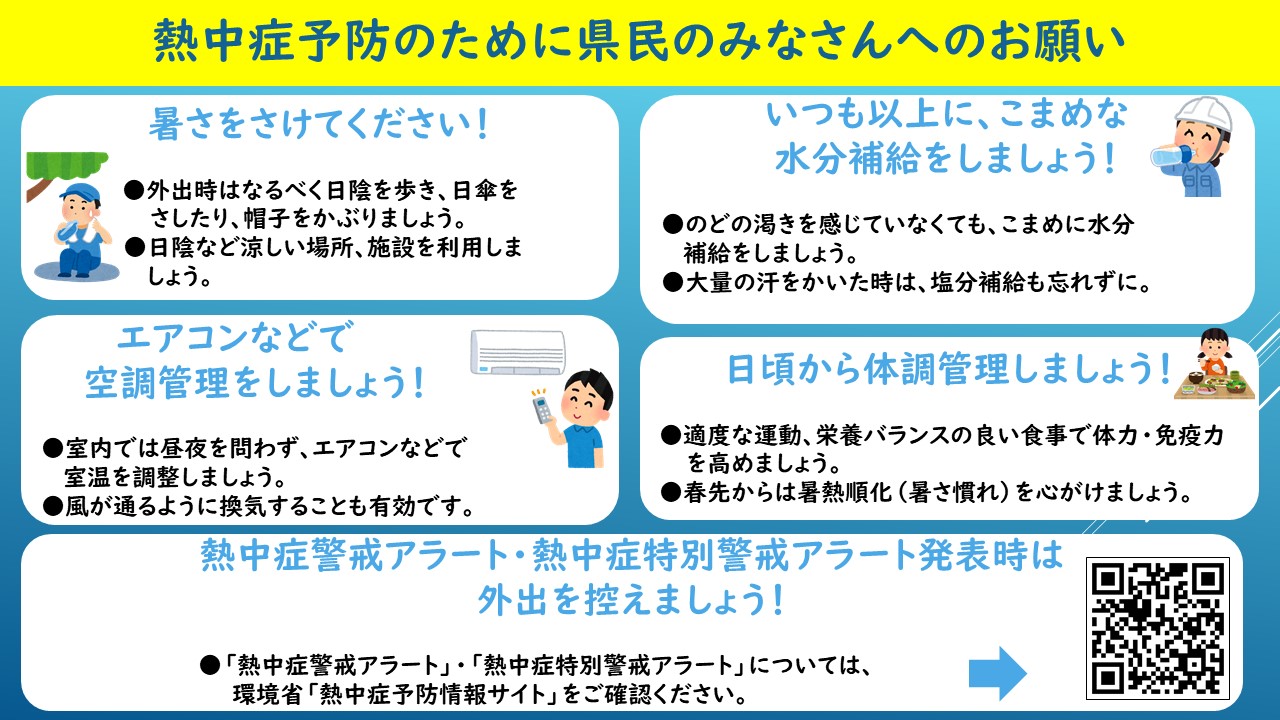 熱中症予防のために県民のみなさんへのお願い