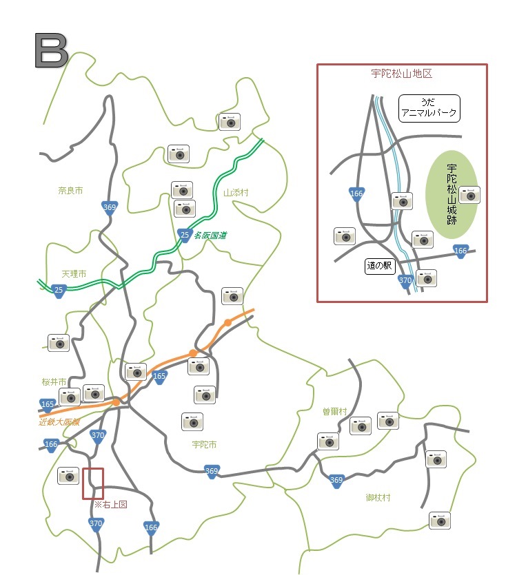 奈良東部山間の地図