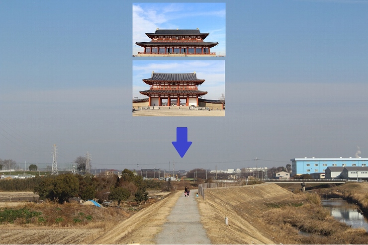 朱雀大路を体感できる羅城門橋付近