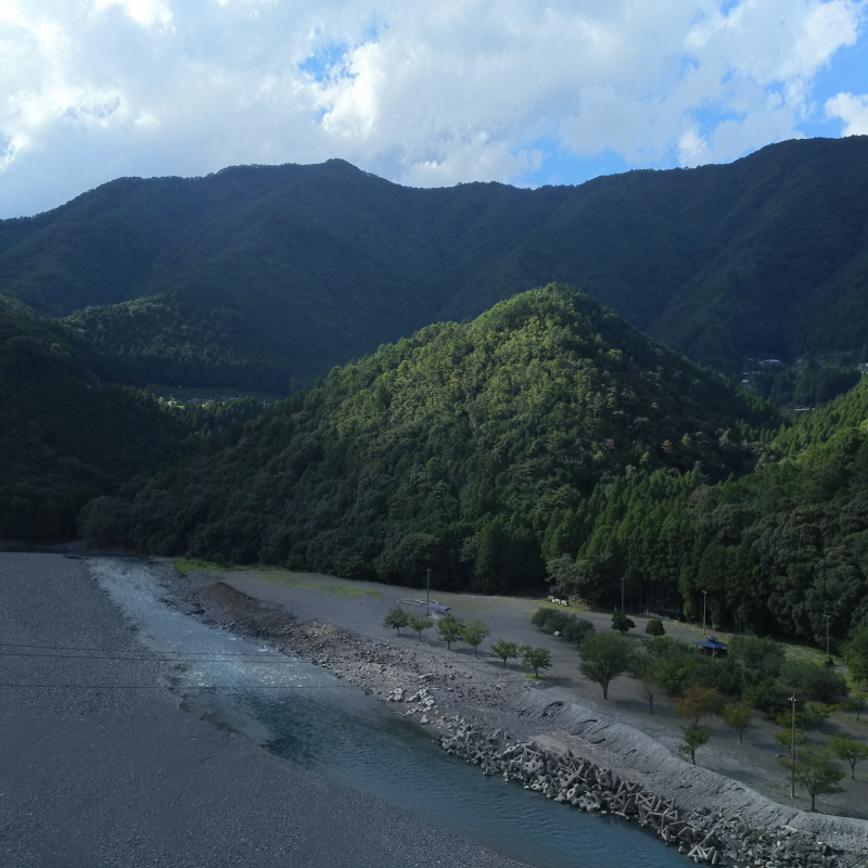 吊り橋入り口付近[南側]から下流を望む