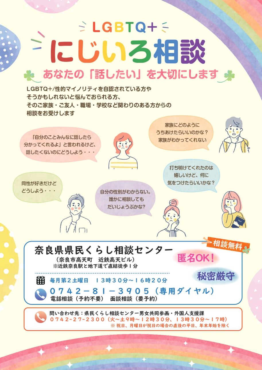 ひいろ様 ご相談ページ LGBTQ＋にじいろ相談 / 奈良県
