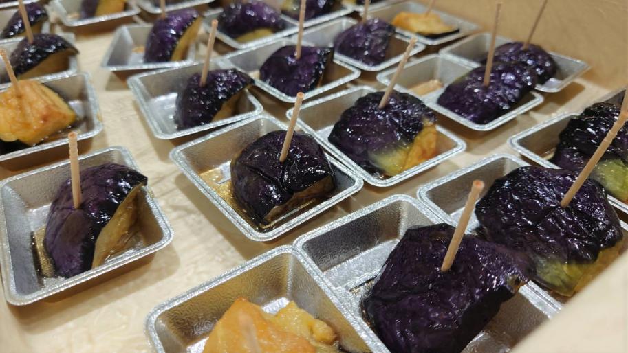 丸なすの素揚げ「ぽんつゆ」がけ