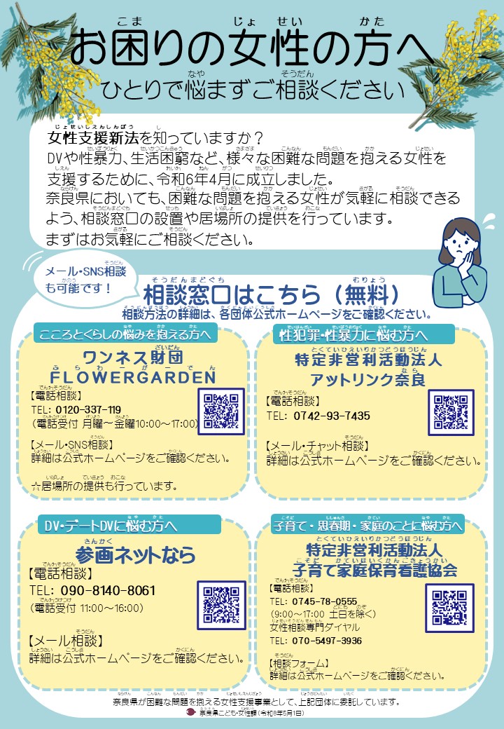 困難な問題を抱える女性支援事業チラシ