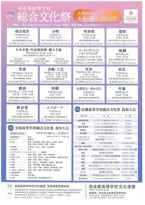 第40回奈良県高等学校総合文化祭パンフレット裏