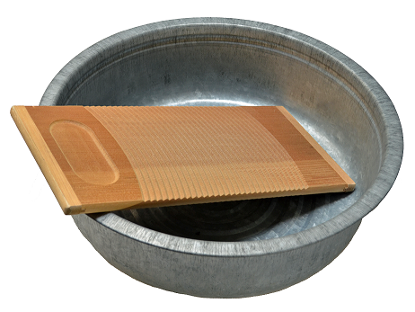 たらい＆洗濯板の写真