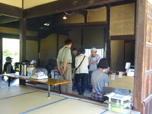 かまどでぜんざい