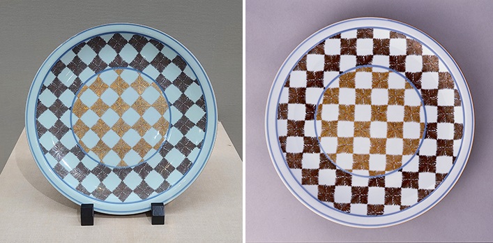 金銀際羊歯模様大飾皿