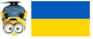 逆さまのミニオンとウクライナ国旗