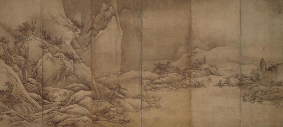 秋冬山水図屏風