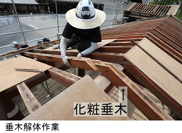 垂木解体作業