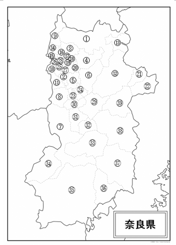 奈良県の地図
