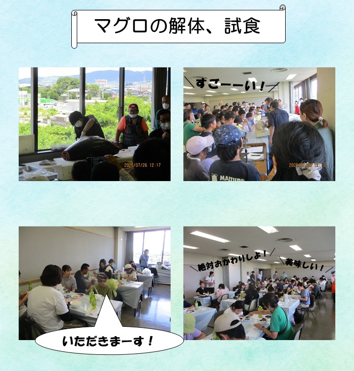 マグロの解体、試食