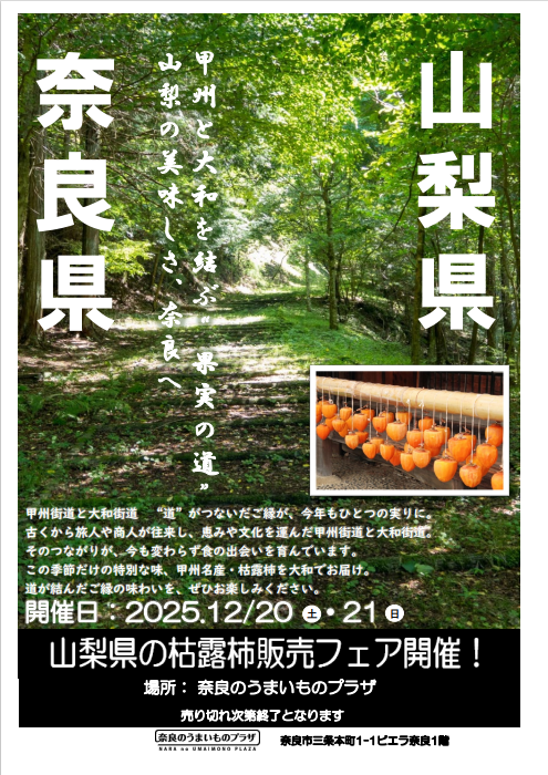 山梨県の枯露柿販売フェアチラシ