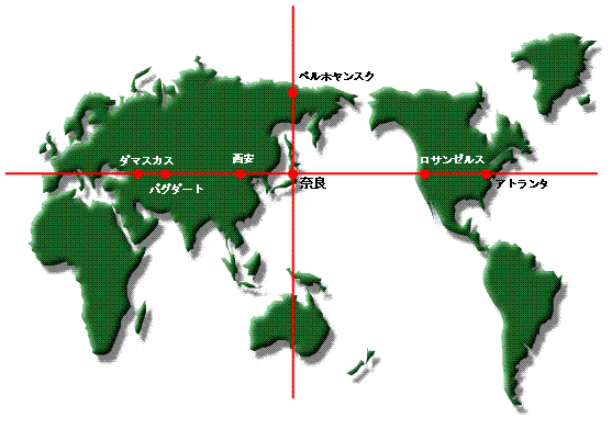 世界地図上の奈良県の位置