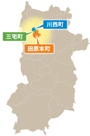 磯城郡3町位置図