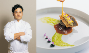 シェフと料理の写真