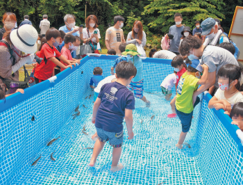 つかみ取りを楽しむ子どもたち