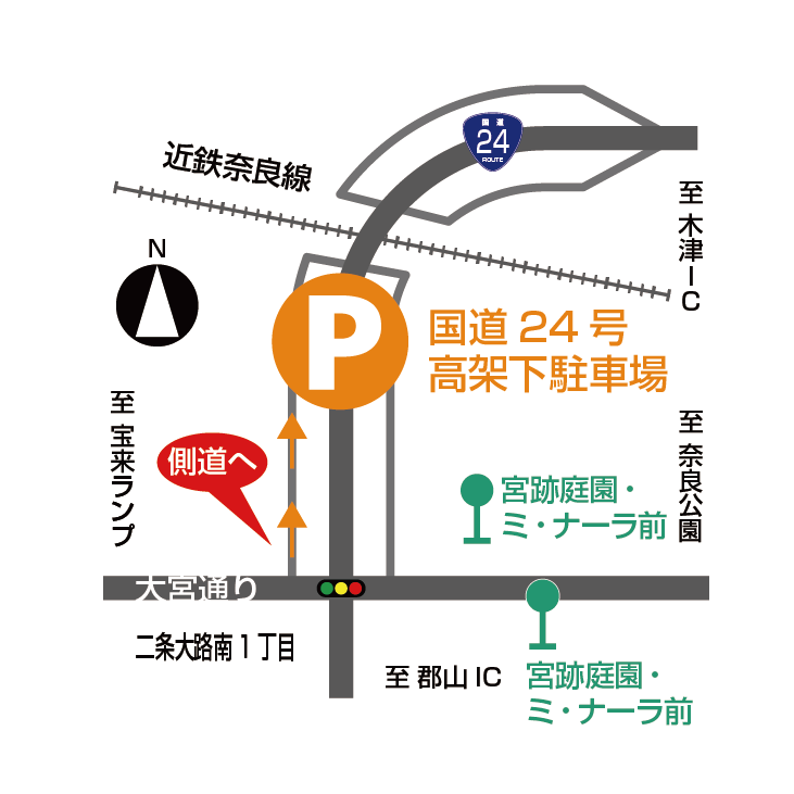国道24号高架下駐車場